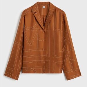 Toteme Monogram Button-Up Pajama Silk Shirt 30